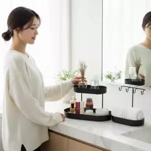 2단 서랍형 메이크업 정리함 걸이형 수납 트레이 진열 거치대 소품 보관함