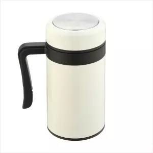 보온보냉 손잡이 텀블러 450ML 화이트 휴대용 물병 차텀블러