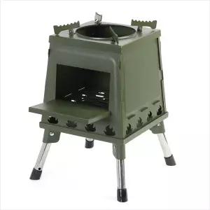 해피캠핑 접이식 화목난로 26X34CM 카키 캠핑용 미니 장작난로