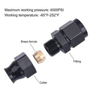 2X 6AN 암 플레어 5/16 인치 연료 하드 라인 튜브 피팅 어댑터 커넥터 알루미늄 합금 검정색 양극 처리 스