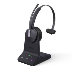 Yealink WH64 DECT 및 Bluetooth Mono 팀즈 무선 헤드셋, 606피트 장거리 작업용 헤드폰 3X 노이즈 캔슬링 마이크, 26시간 통화, 벨소리, 오피스 싱글 온 이어 헤드셋(데스크폰, 노트북, PC, 휴대폰)