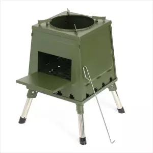 해피캠핑 접이식 화목난로 35X47CM 카키 캠핑용 난방 화로대 불멍