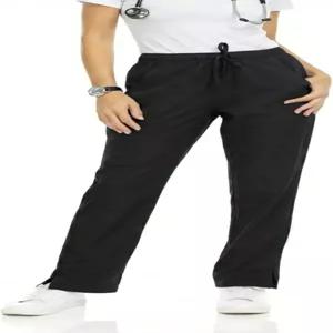 메디치크 여성용 6포켓 스크럽 팬츠 - 카고 스트레이트 레그 4방향 스트레치 주름 방지 플렉스 패브릭 블랙