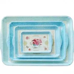 특대 라운딩 모서리 블루 바스켓쟁반