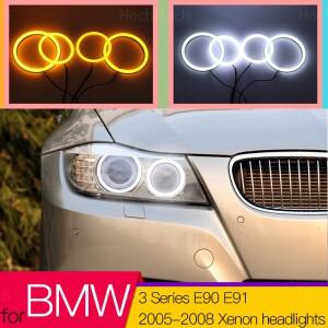 스위치 백 코튼 라이트 LED 엔젤 아이 듀얼 컬러 BMW 3 시리즈 E90 E91 2005 크세논 헤드