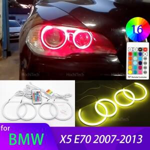 BMW X5 E70 2007 액세서리 고품질 16색 RGB 코튼 LED 엔젤 아이 링 주간 주행등