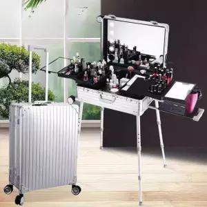 이동식 메이크업박스 캐리어 LED조명 전문가용 분장 여행용 화장 가방