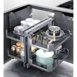 주방레일선반 코너 슬라이딩 싱크대하부장 씽크대