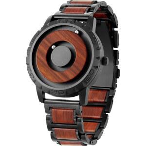 EUTOUR 시계 남성용 마그네틱 3D PVD 다이얼 원피스 스위스 스틸 레진 /가죽 방수 블랙 스트랩 쿼츠