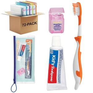 칫솔, 치약, 치실이 포함된 스마일굿즈 치과 키트, 72팩
