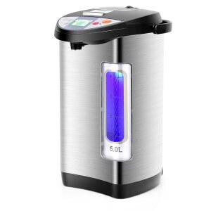 LDAILY 전기 온수 보일러 및 워머, 5L 스테인리스 디스펜서, 안전 잠금 기능이 있는 조리대 냄비, 5가지 온도 설정 조절 가능, 차, 커피를 위한 3가지 조제 방법