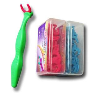 티스마일 에볼루션 클린 치실 키트, 용 핸들 & 리필, 불소 프리, 3세 이상, (그린 + 120 리필)