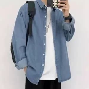 남녀공용 루즈핏 데일리 청남방 베이직 포켓 데님 셔츠