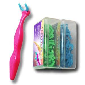 티스마일 에볼루션 클린 치실 키트, 용 손잡이 및 리필, 불소 무첨가, 3세 이상, (빨간 + 120 리필)