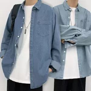 [모로엠] 남성 데님 셔츠 캐주얼 청남방 두 가지 색상 ON-SHA-QWFMQVKQ