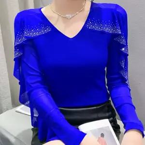 픽유아 11번가 여성 라인댄스복 상의 살랑큐빅러플탑 라인 댄스 라틴 줌바