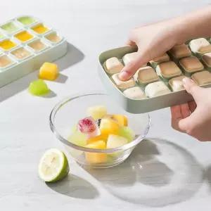 플라팜 실리콘 뚜껑형 얼음트레이 쏙 눌러빼는 아이스메이커 18구