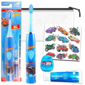 용 핫 휠 구강 관리 여행 키트 - 소년, 전동 칫솔, 치약, 치실, 가방 등이 포함된 번들 |v 칫솔 세트