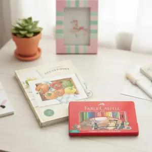 파버카스텔 60색 일반 색연필 정물화 컬러링북 세트 그림 도안 취미 색연필 틴케이스