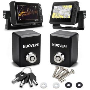 NUOVEP 알루미늄 피쉬 파인더 잠금 2팩, 짐벌 마운트용 직사각형 낚시 그래프 하드웨어, 가민, 로랑스, 허민버드(블랙)와 호환되는 방지 해양 GPS 유닛 보호