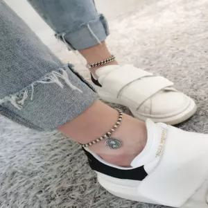 S5036 여성 엔틱 체인 코인 군벌줄 발찌 유니크 은발찌 실버925