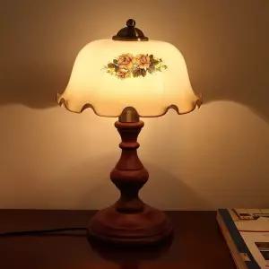 엔틱 LED 우드 플라워 소품 스탠드 전등갓 인테리어 대형 빈티지 유리갓 누