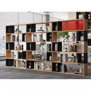 철제 나무 강철 진열대 수납장 셀프 파티션 책장 오크