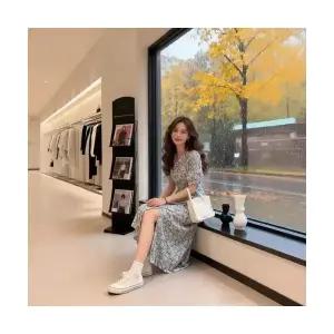 여자 예쁜 쉬폰 원피스 여름 프렌치 빈티지 롱 스커트 트임 SPO마켓2