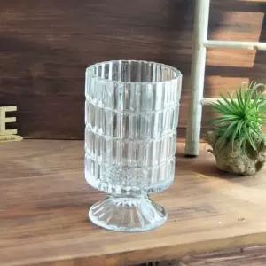 화병 수반 10x17cm 예쁜 인테리어소품화 꽃꽂이 조화 오브제 선물 투명 미니 꽃병 원형 유리화분 유리 다발