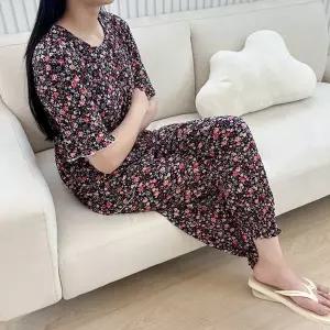 여성 여름 플라워 쿨링 냉감 파자마 상의 하의 수면 잠옷 홈웨어 실내복