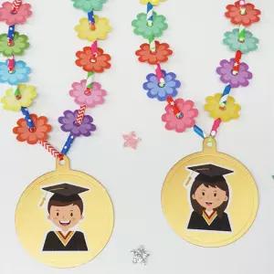 5인용 졸업식 축하기념 종이 금메달 목걸이 만들기 유치원 미술수업 행사용 DIY 여자 1개