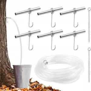 메이플 시럽 탭핑 키트 후크가 달린 스테인리스 스틸 스필 6개 6M(19.69피트) PVC 튜브 트리 수확을 위한