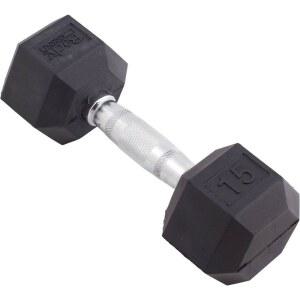 바디 스포츠 고무로 둘러싸인 헥스 덤벨 무게, 운동용 싱글 u2013 근력 운동 장비 홈 짐 액세서리 웨이트 트레이닝