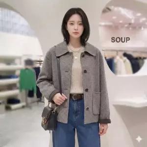 [롯데백화점]SOUP 간절기 잔체크 핸드메이드 자켓  SBAJK87C
