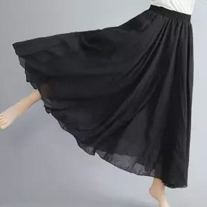 린넨롱스커트 A라인 롱치마 아사면 허리밴딩 마실룩 홈웨어 캐주얼