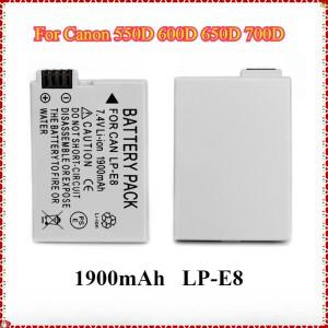 LP-E8 카메라 배터리 캐논 550D 600D 키스 X4 X5 X6i X7i Rebel T2i T3i T4i T5i 용 1900mAh 2 개