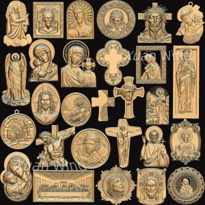 46PCS 기독교 종교 아이콘 3D 모델 릴리프 STL 파일 CNC 라우터 조각 Artcam Aspire Jesus Bas Relief