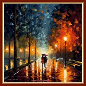 초보자를 위한 Findvoor 스탬프 크로스 스티치 키트 자수 패턴 11CT DIY 니들포인트 스타터 키트-비 오는