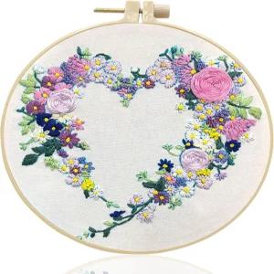 초보자를 위한 메이디어 자수 키트 펀치 바늘 크로스 스티치 프렌치 스탬프 스타터 후프 컬러 실과 가위를