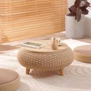 라탄 원형 좌식테이블 테이블 탁자 거실 티테이블