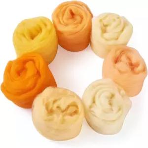 베스트웰리 1.23온스 울 로빙 원사 오렌지 바늘 펠팅 7가지 색상의 부드러운 방적 용품 DIY 공예 블렌딩
