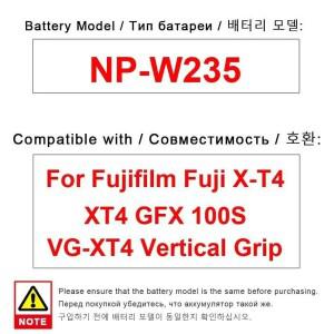 Fujifilm Fuji X-T4 Gfx 100S VG-XT4용 카메라 수직 그립 배터리 NP-W235 2280Mah