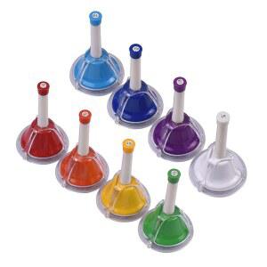 헤이슬랜드 핸드벨 8노트 다이아토닉 메탈 벨 컬러풀 데스크 핸드 퍼커션 용 키트 뮤지컬 티칭 패밀리 파티 키오어