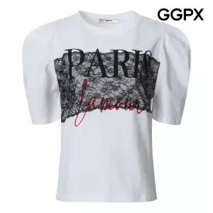 (GGPX) GQ3TS016F 파리 레이스 퍼프 티셔츠