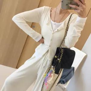 에브리 스냅단추 이중 레이어드 가디건 밴딩 와이드 팬츠 스판 찰랑 봄 투피스세트 (3color)