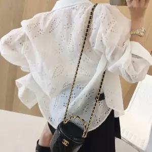 화이트닝 펀칭 자수 카라 시스루 루즈핏 봄 블라우스 남방 셔츠