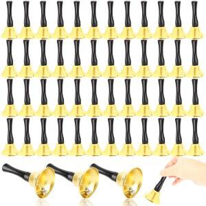 52개의 핸드벨 골드 스틸 콜벨 서비스 블랙 나무 손잡이가 달린 대량의 저녁 알람 징글 웨딩 크리스마스 학교 뮤지컬 타악기