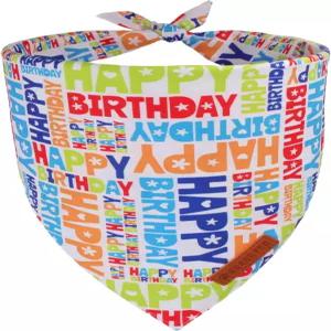 아독가이고 생일 축하 강아지 반다나 스카프 턱받이 프리미엄 패브릭 작은 강아지를 위한 컬러풀 (소형)