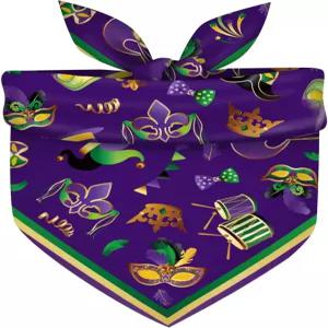 헤이파이 마디그라 개 반다나 뉴올리언스 마스크 카니발 장식 소형견 고양이 애완동물용 조절 삼각 스카프