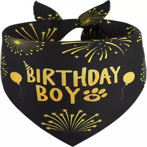 QuQULE 강아지 생일 반다나 보이 블랙 스몰 1PCS 내구성이 뛰어난 삼각형 리버서블 스카프 턱수염 강아지용